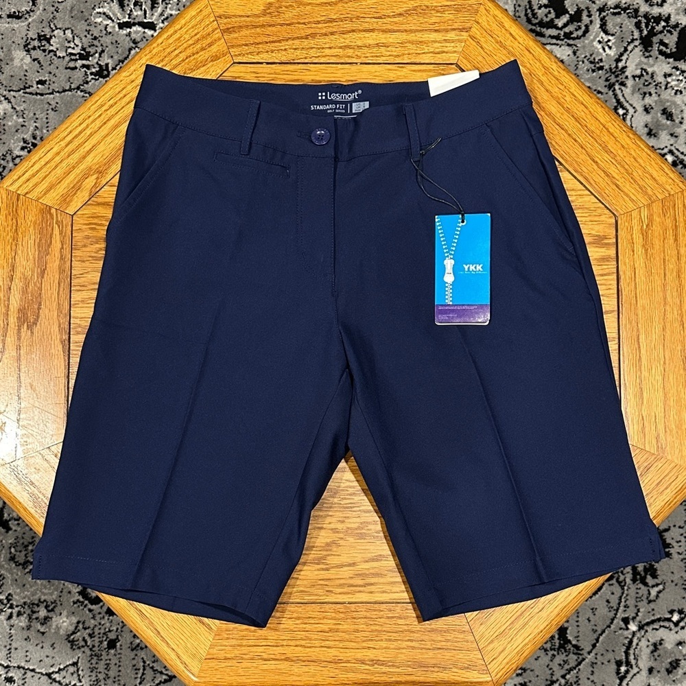 *LESMART* Navy Standard Fit Flat Front Golf Series Shorts NWT Size 2